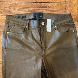 White House Black Market Faux Leather Skinny Brown Pants. Size 10. NWT
